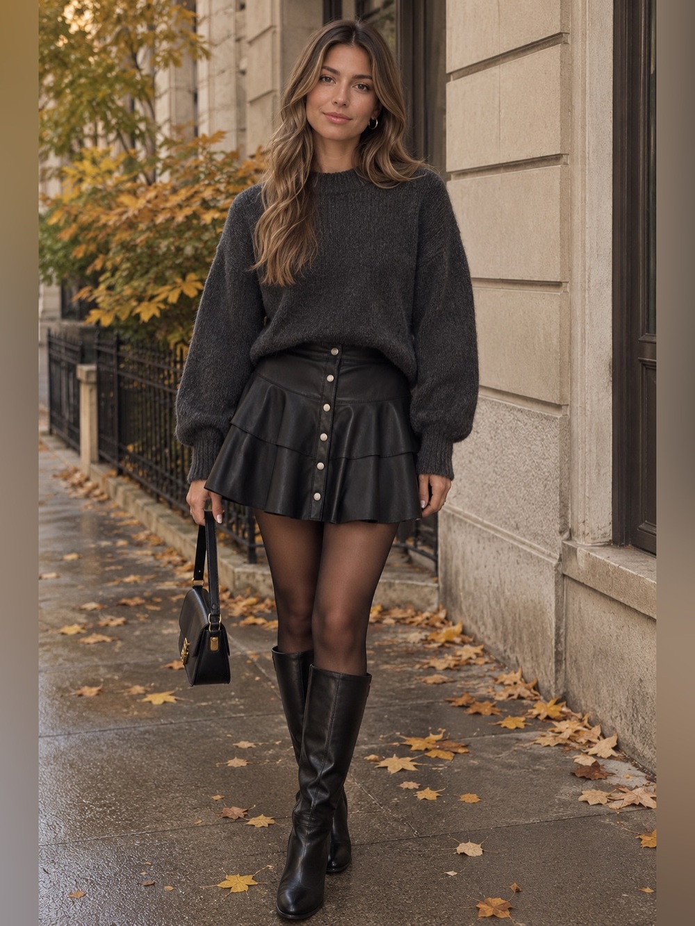 Faux leather ruffle skirt size Small